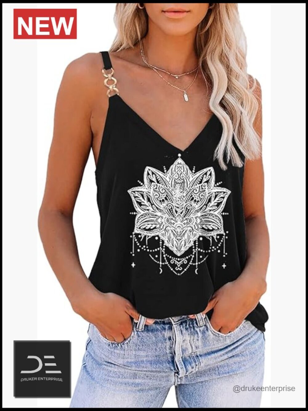 V-Neck Sleeveless Striped Blouse Loose Fit Tank Top Summer Fashion Shirt